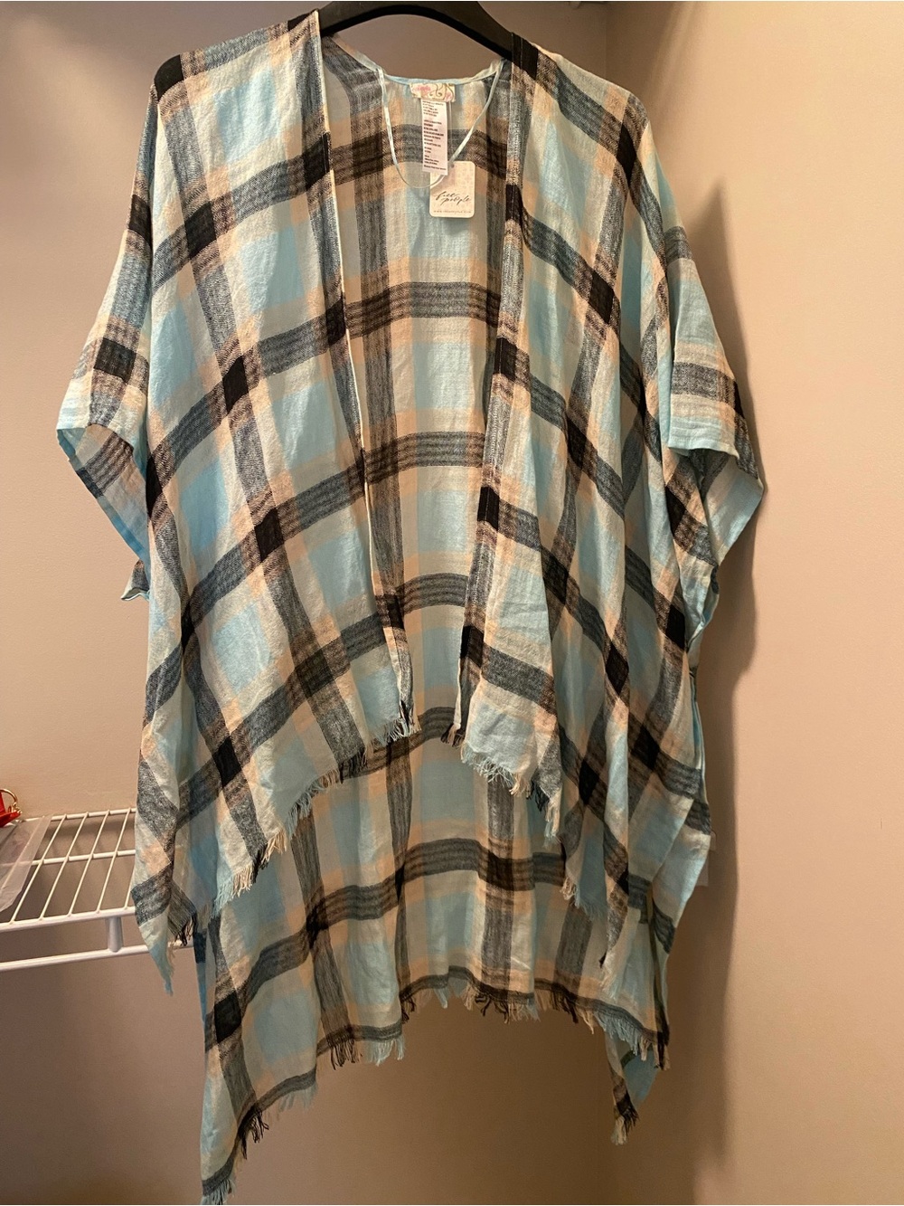 NEW Free People Window Plaid Cotton Linen Blend Wrap Size ALL